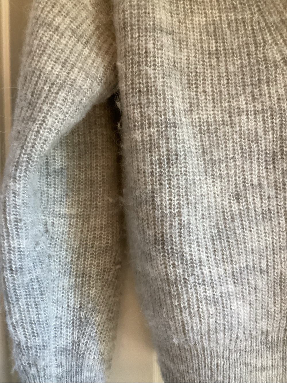 J. Crew Light Gray Cropped V-Neck Button-Front Ribbed Cardigan - Picture 4 of 8